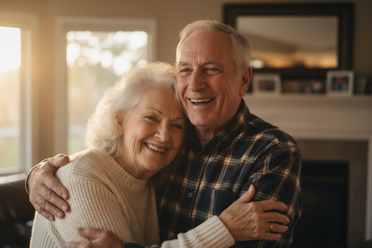 a happy old couple